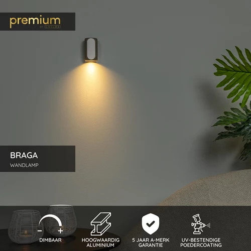 Lucide BRAGA - Wandlamp - 1xGU10 - Koffie | Premium - USP